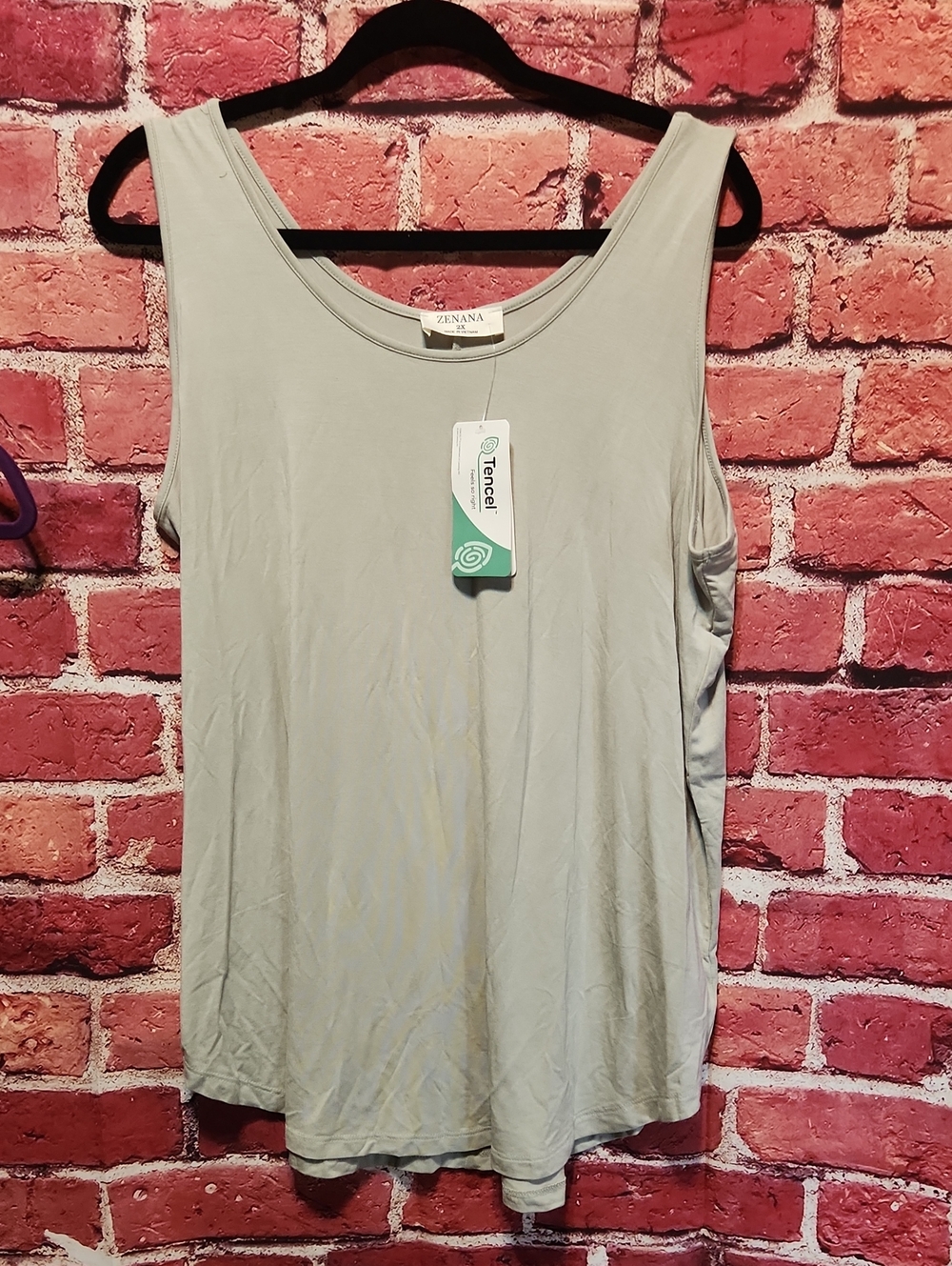 Zenana Outfitters Sage Green Scoop Neck Tank Top